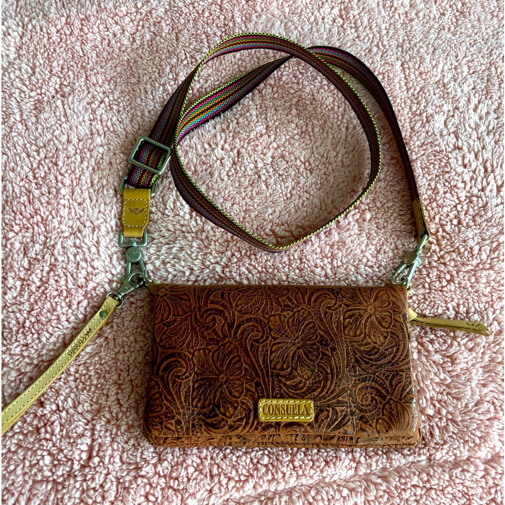 Consuela tooled wallet crossbody